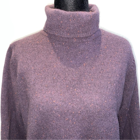 L.L.Bean Merino Wool Angora Turtleneck Sweater Purple Flecked Knit Size M - Picture 2 of 7